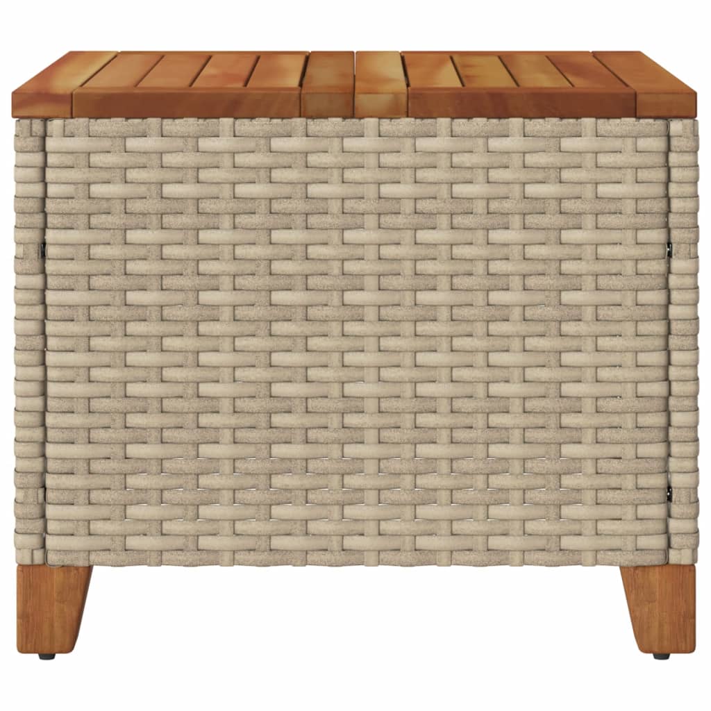 havebord 45x45x37 cm polyrattan og akacietræ beige