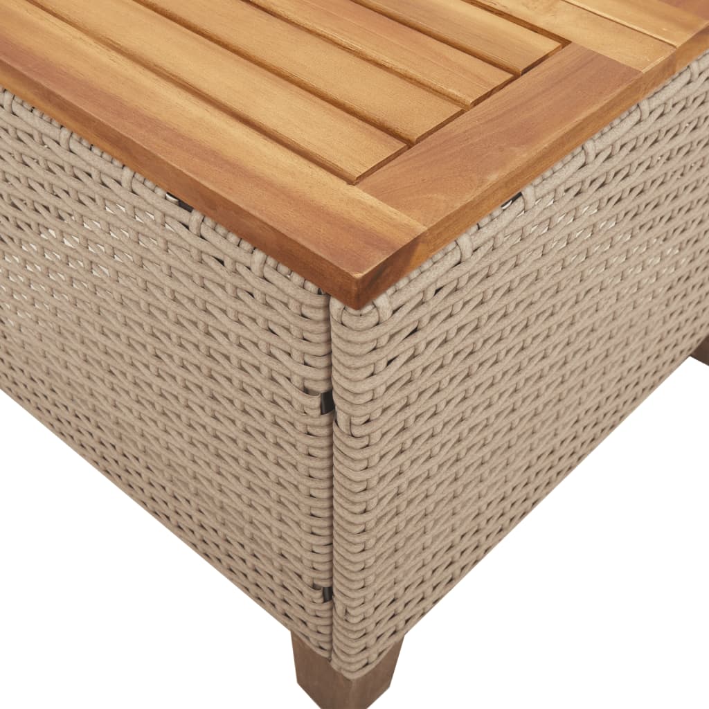 havebord 45x45x37 cm polyrattan og akacietræ beige