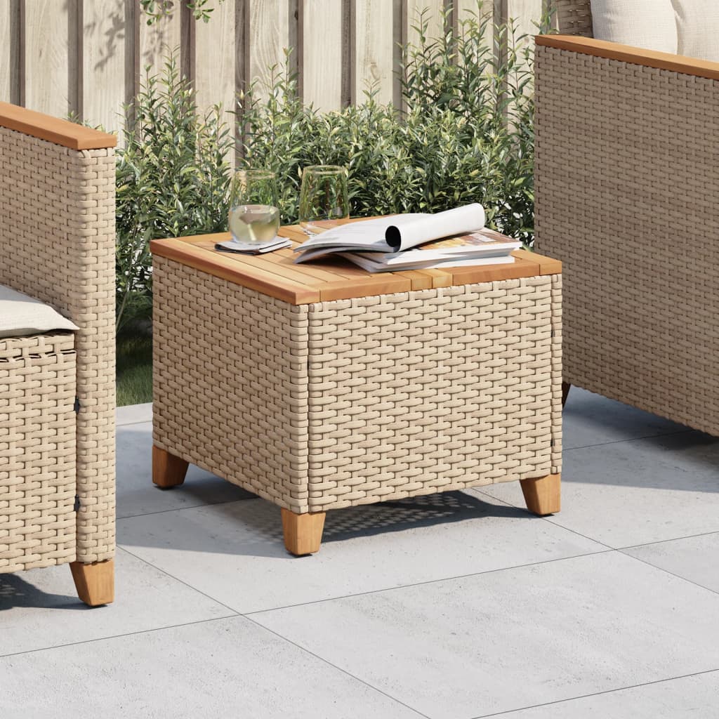 havebord 45x45x37 cm polyrattan og akacietræ beige