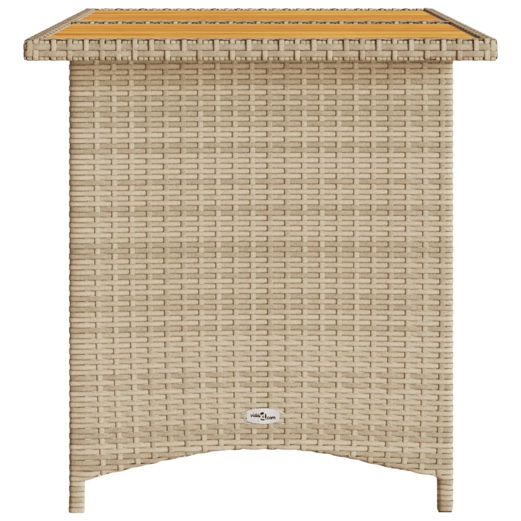 havebord med træplade 110x68x70 cm polyrattan beige