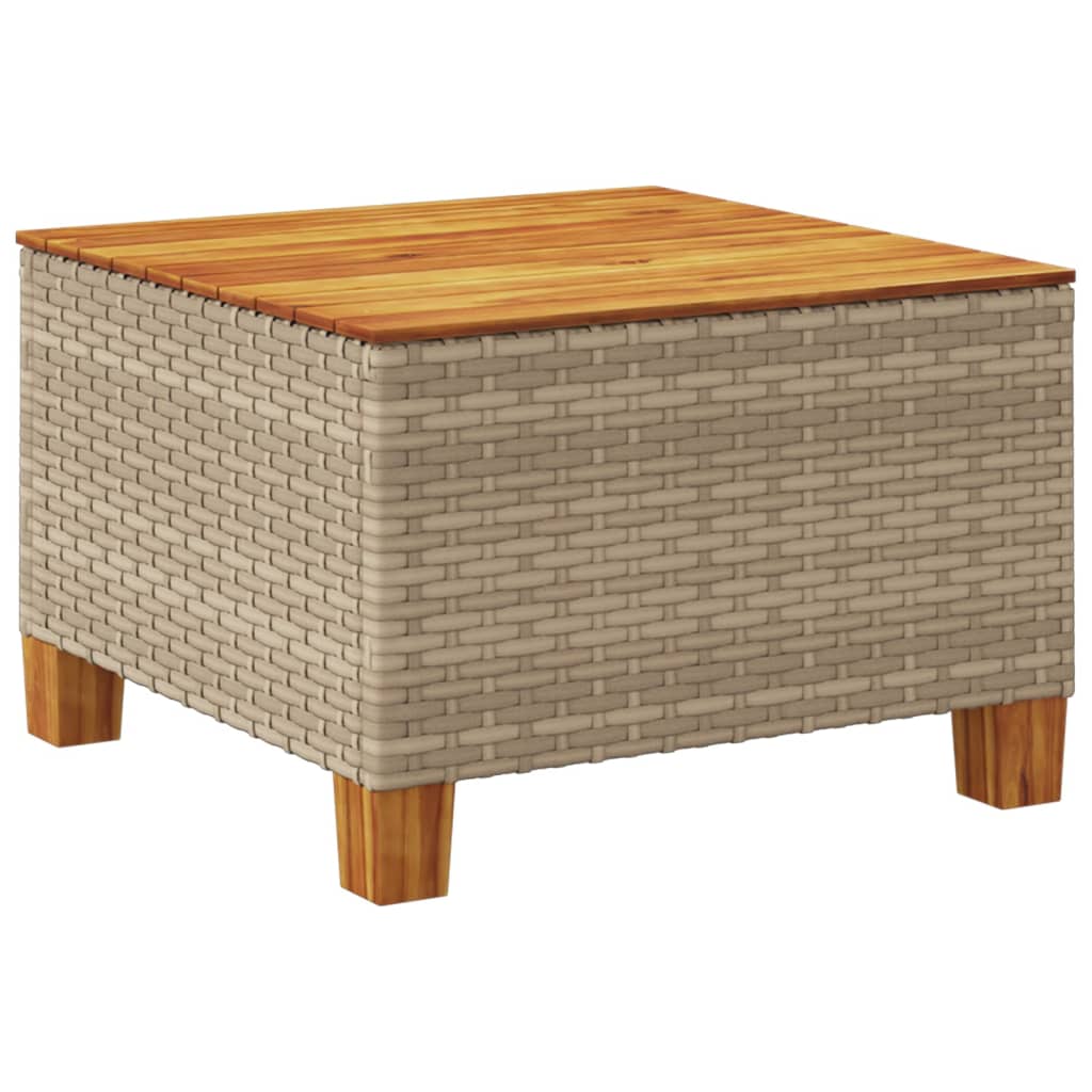 havebord 55x55x36 cm polyrattan og akacietræ beige