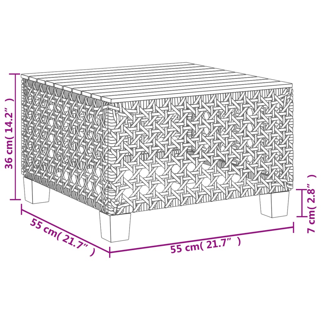 havebord 55x55x36 cm polyrattan og akacietræ sort