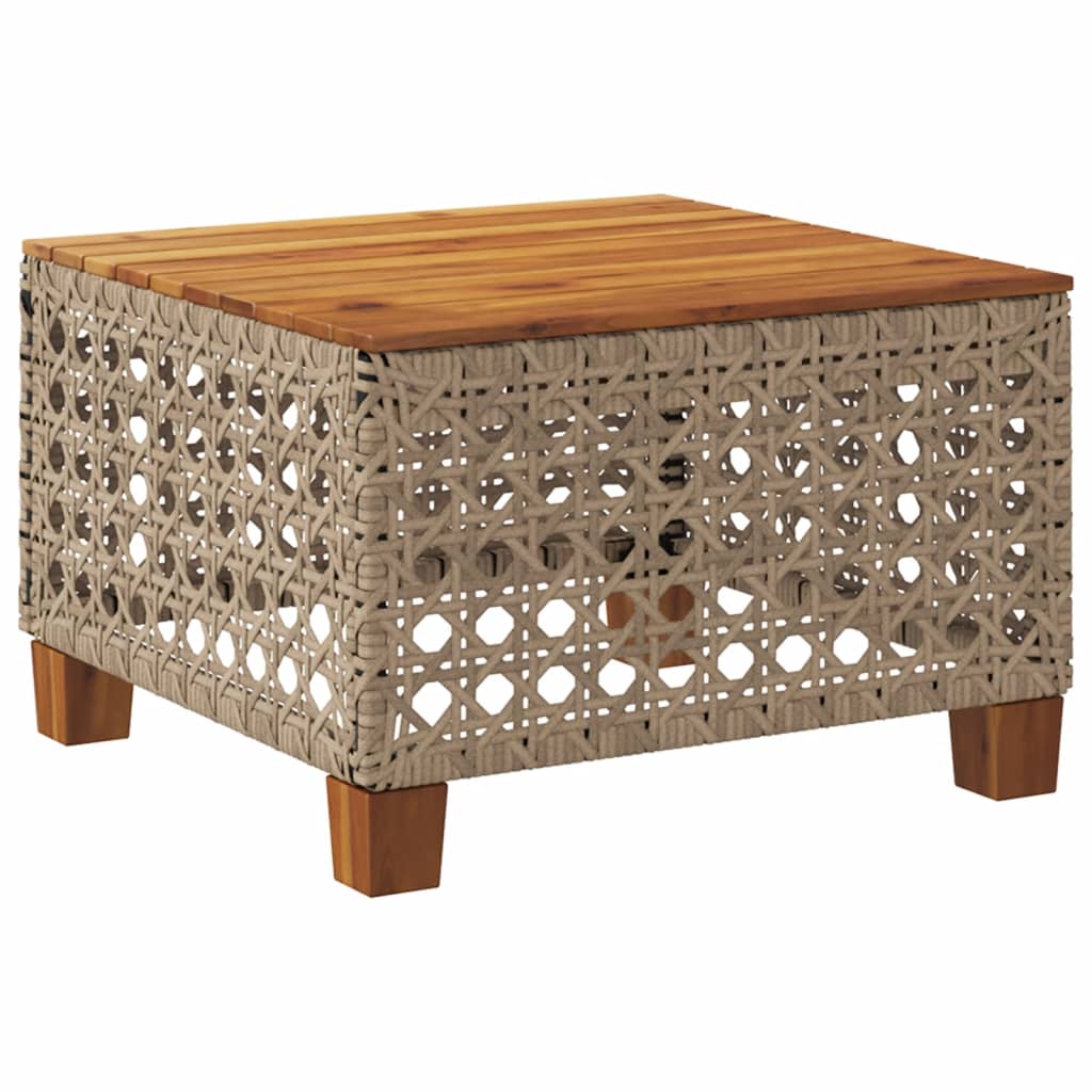 havebord 55x55x36 cm polyrattan og akacietræ beige