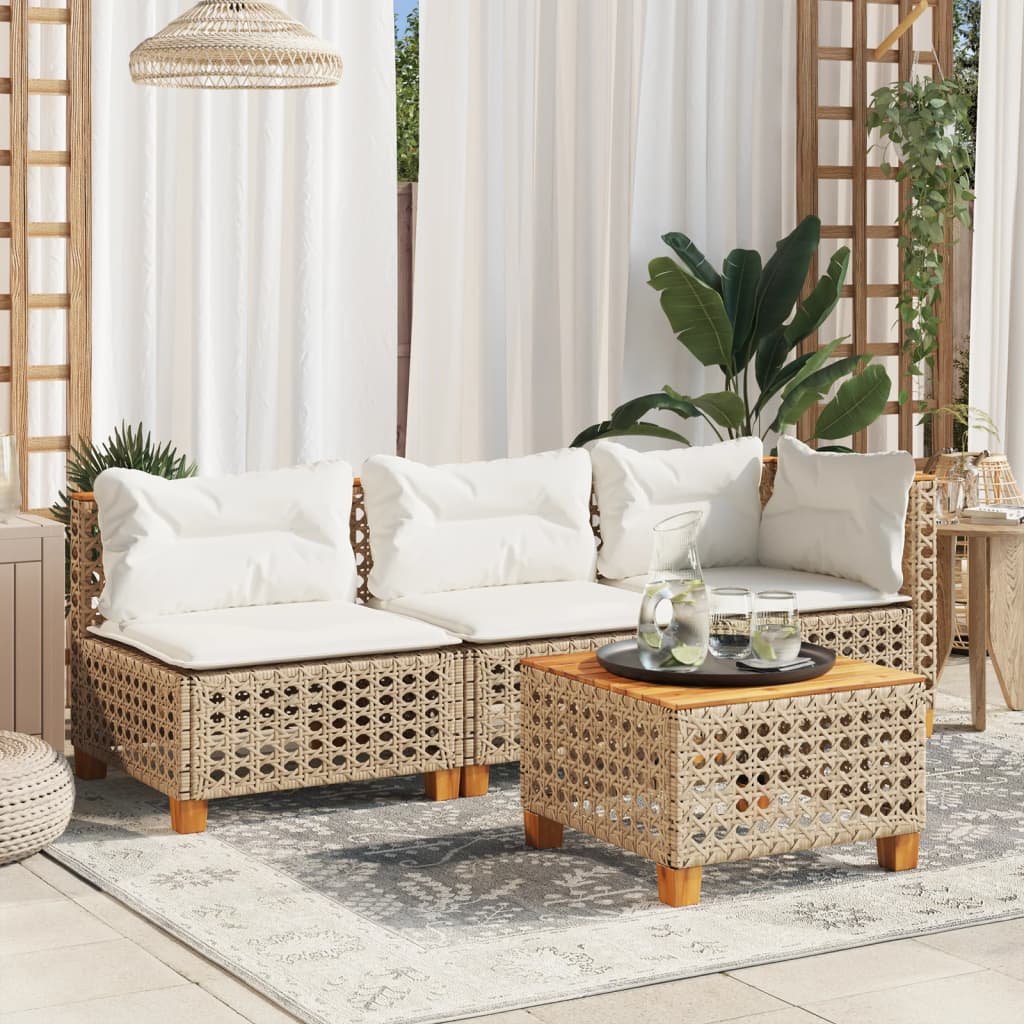 havebord 55x55x36 cm polyrattan og akacietræ beige