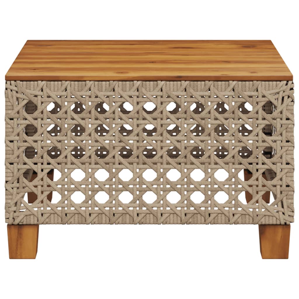 havebord 55x55x36 cm polyrattan og akacietræ beige