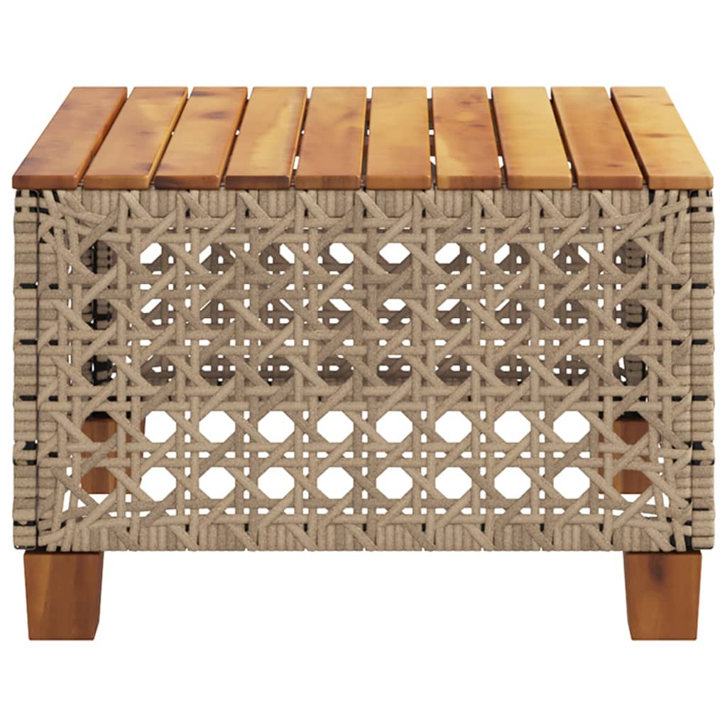 havebord 55x55x36 cm polyrattan og akacietræ beige