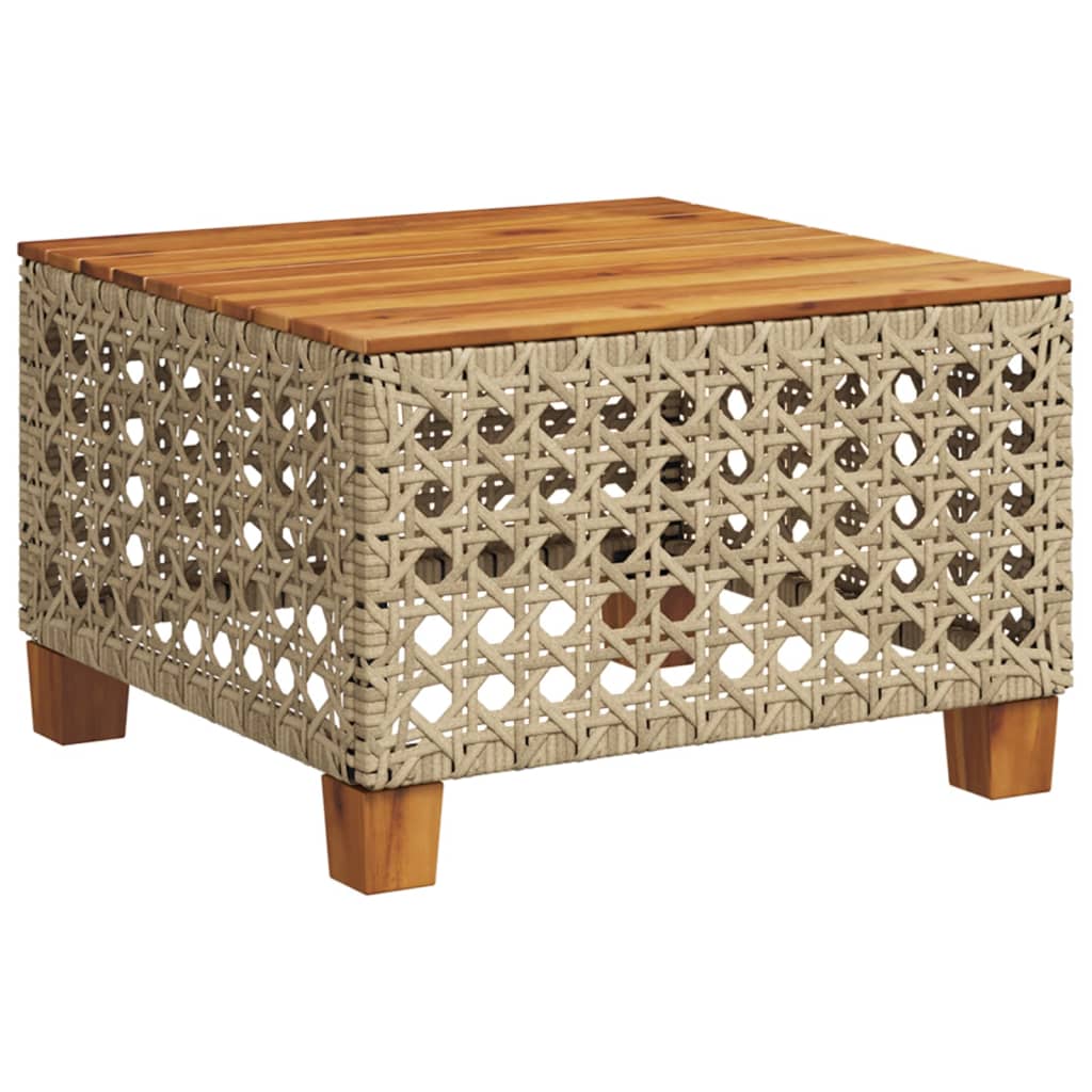 havebord 55x55x36 cm polyrattan og akacietræ beige