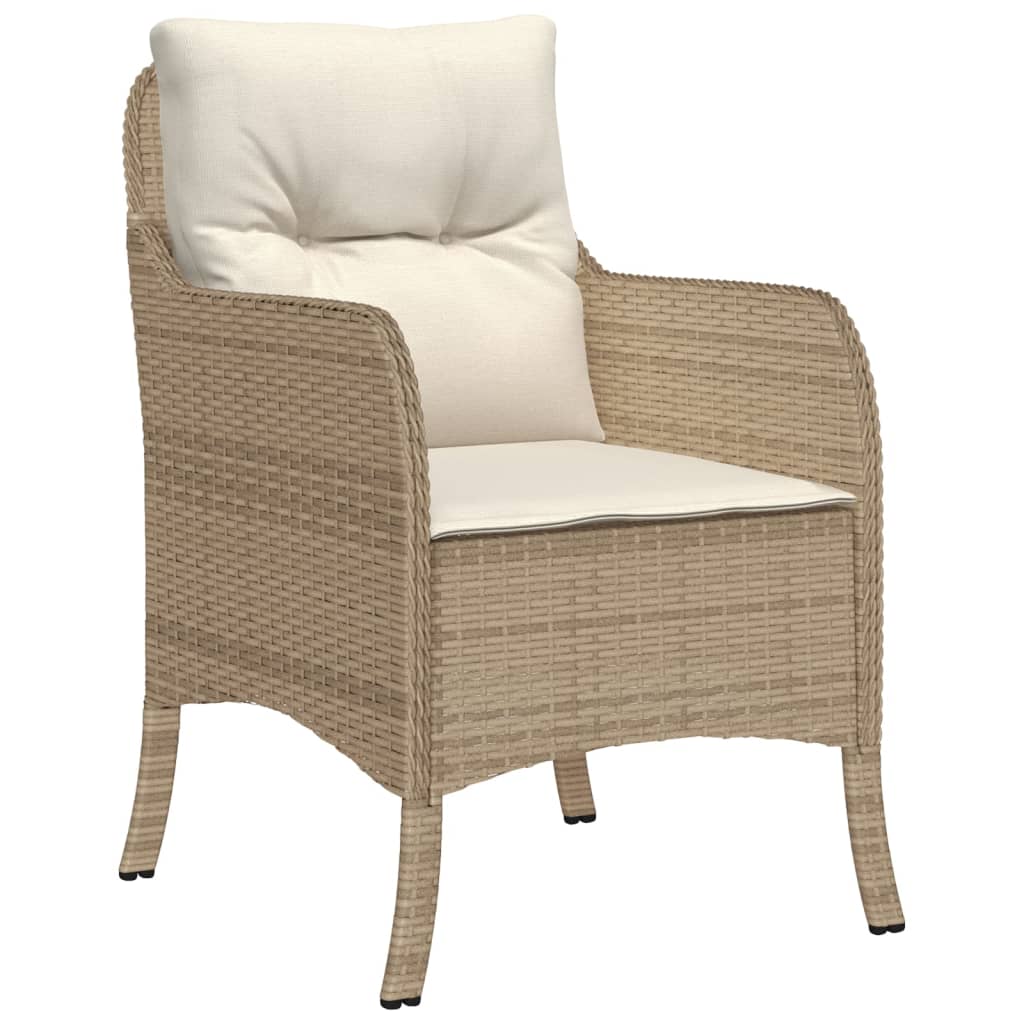 spisebordssæt til haven 9 dele med hynder polyrattan beige