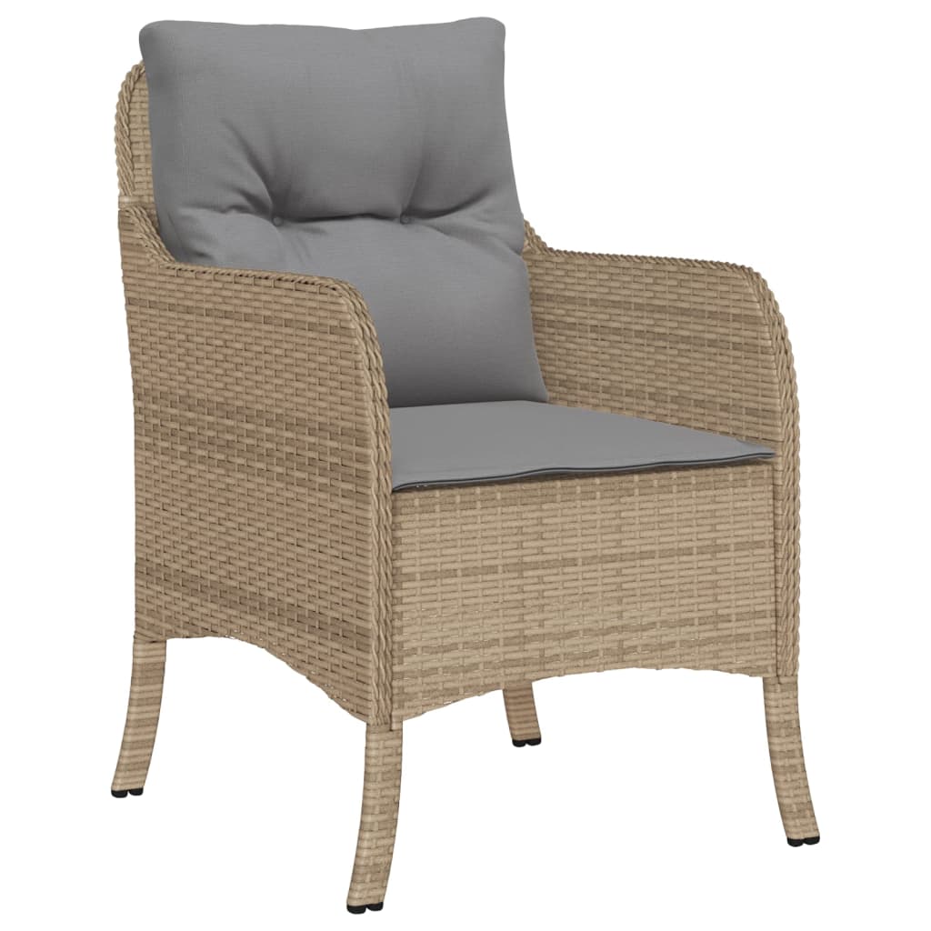 spisebordssæt til haven 7 dele med hynder polyrattan beige