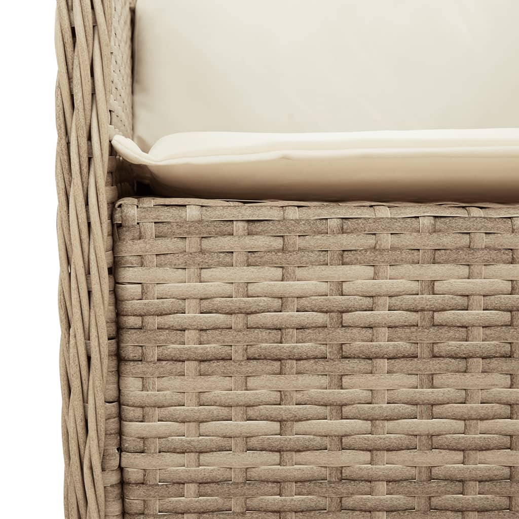 spisebordssæt til haven 7 dele med hynder polyrattan beige