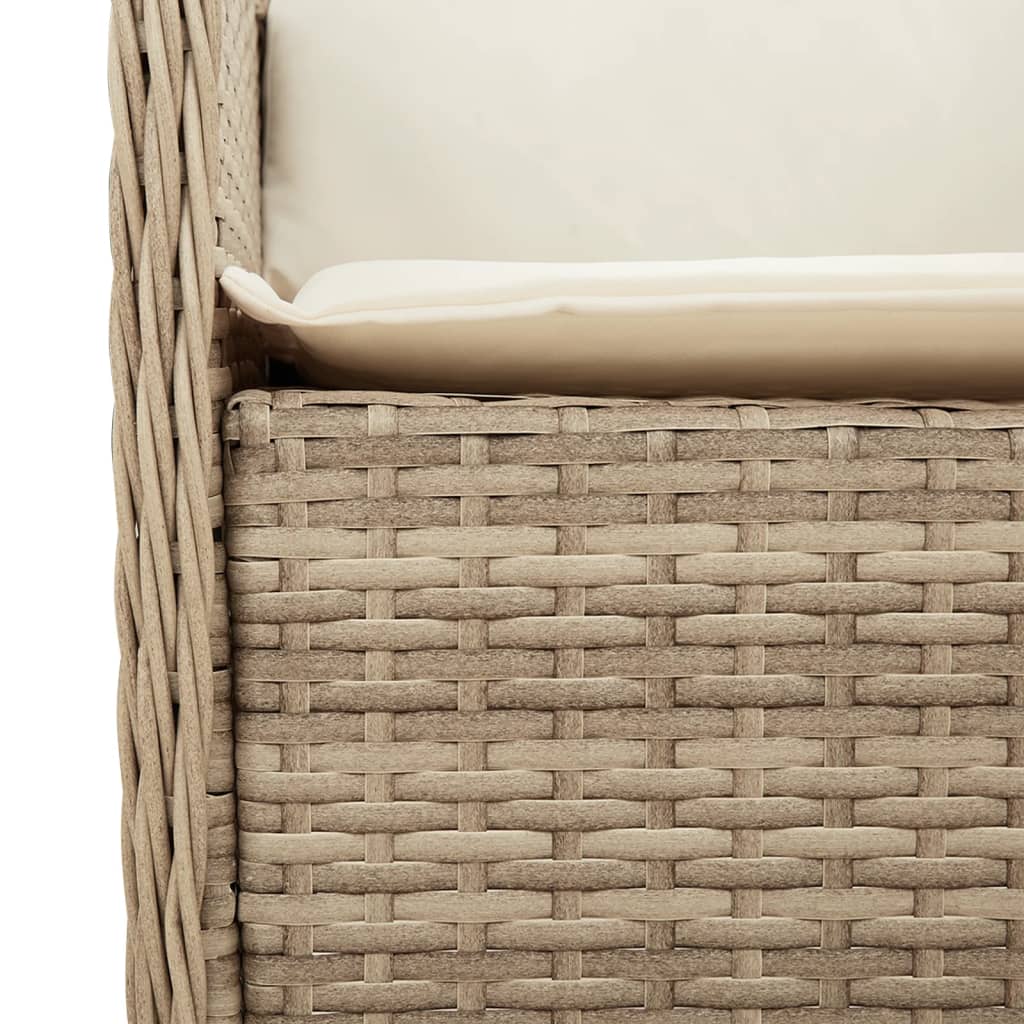 spisebordssæt til haven 9 dele med hynder polyrattan beige