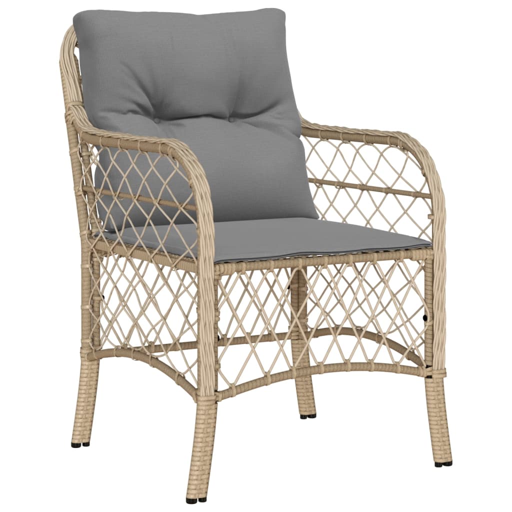 spisebordssæt til haven 7 dele med hynder polyrattan beige