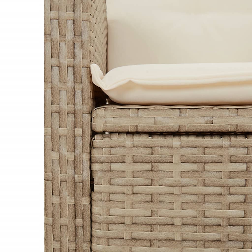 spisebordssæt til haven 9 dele med hynder polyrattan beige