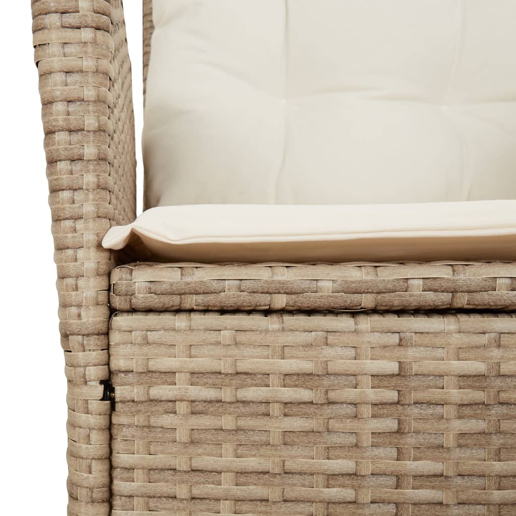 spisebordssæt til haven 7 dele med hynder polyrattan beige