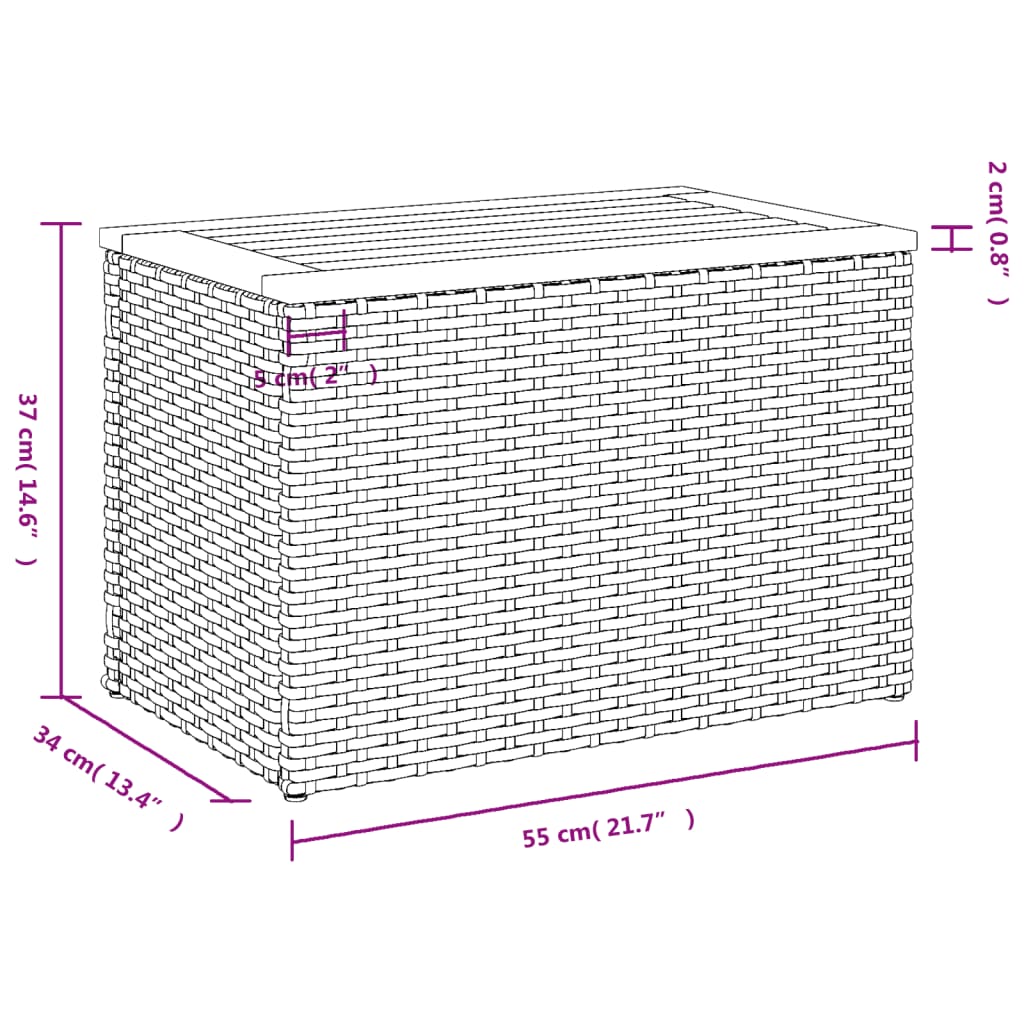 haveborde 2 stk. 55x34x37 cm polyrattan og massivt træ sort