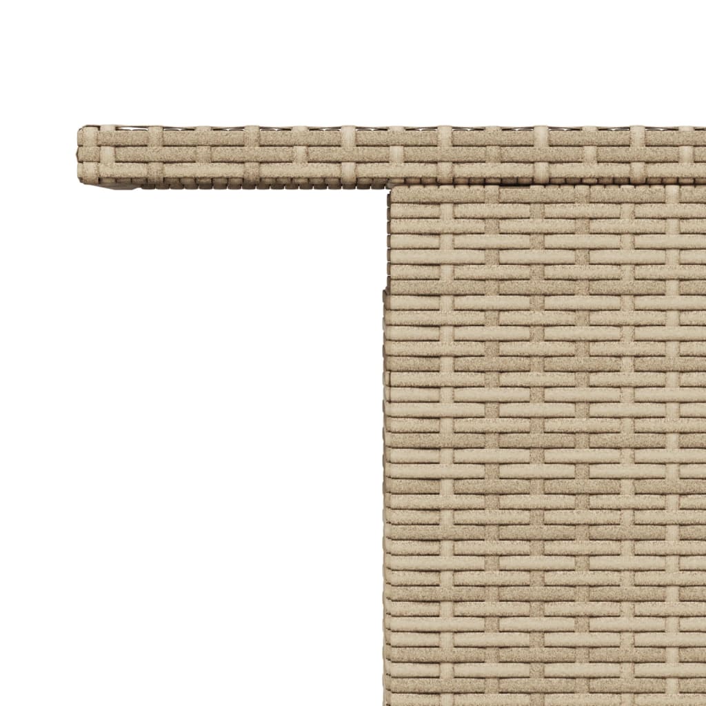 havebord med glastop 100x55x73 cm polyrattan beige