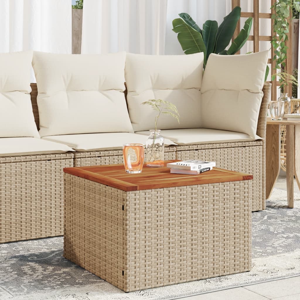 havebord 55x55x37 cm polyrattan og akacietræ beige