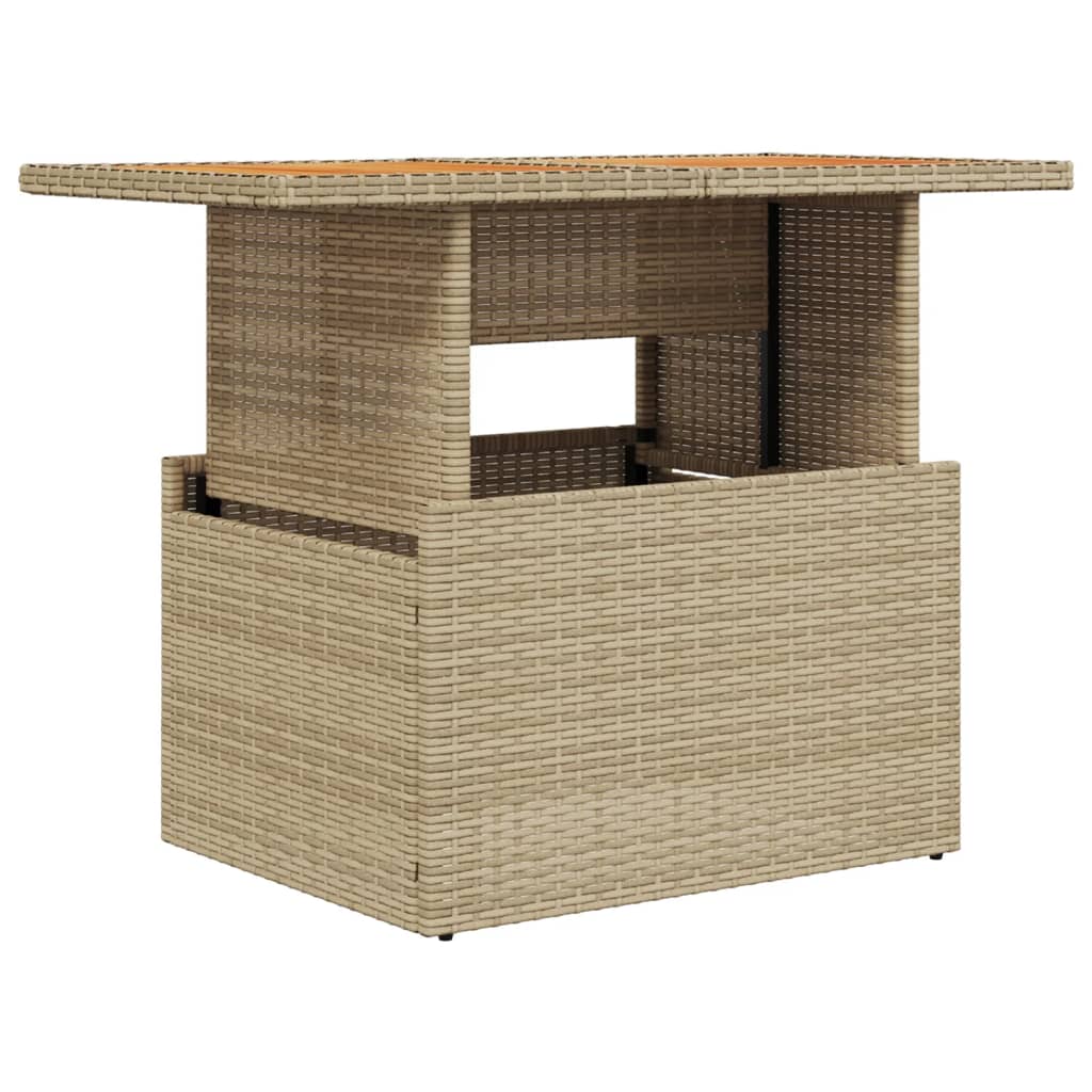 havebord 100x55x73 cm polyrattan og akacietræ beige