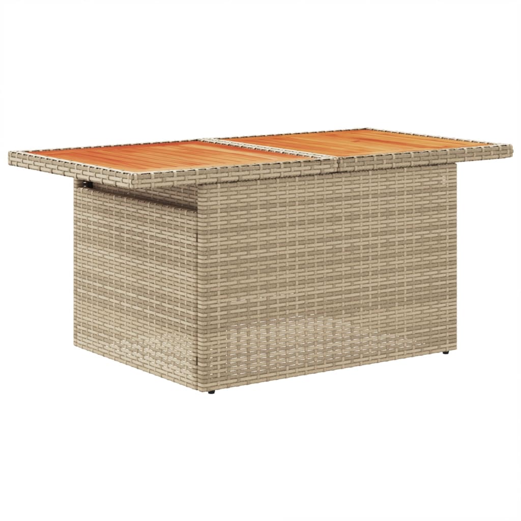 havebord 100x55x73 cm polyrattan og akacietræ beige