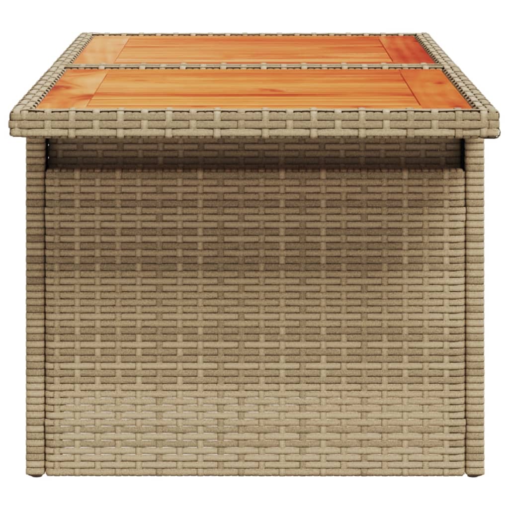 havebord 100x55x73 cm polyrattan og akacietræ beige