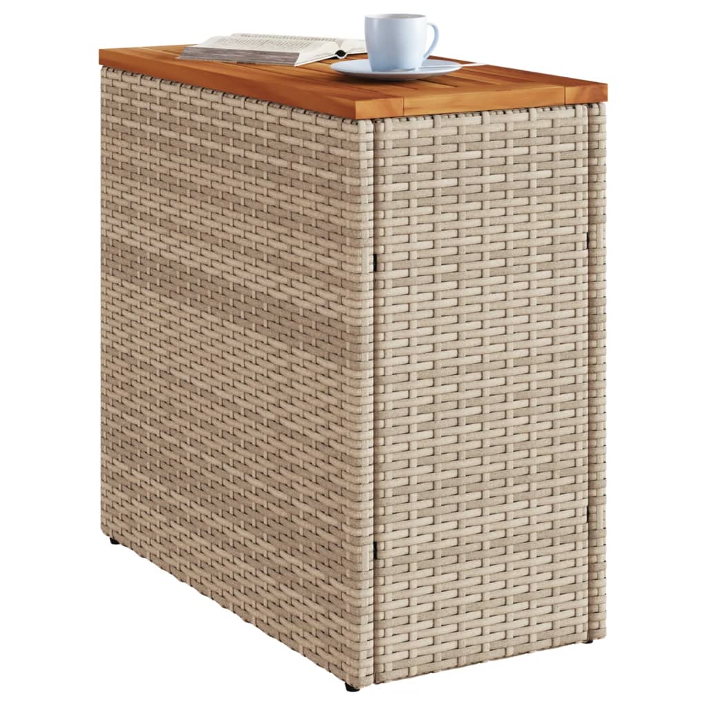 havebord med trætop 58x27,5x55 cm polyrattan beige