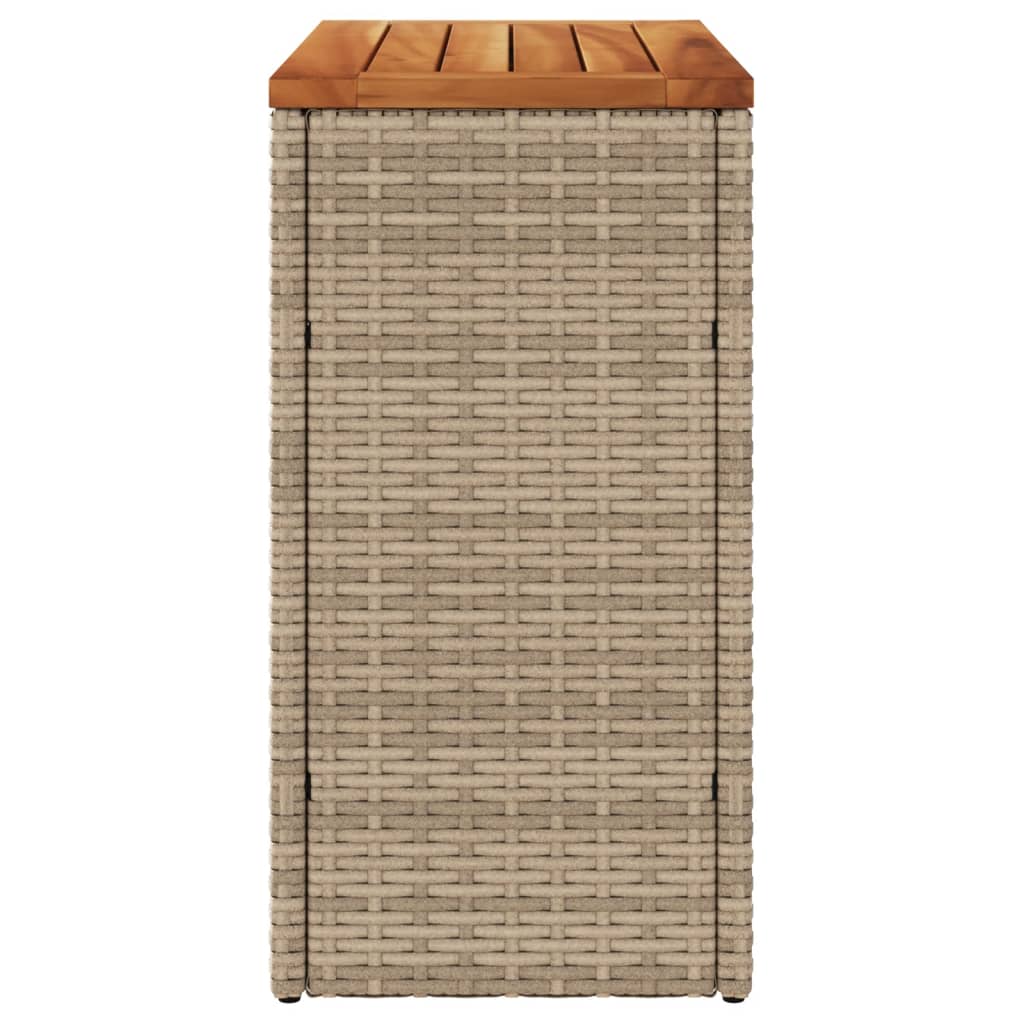 havebord med trætop 58x27,5x55 cm polyrattan beige