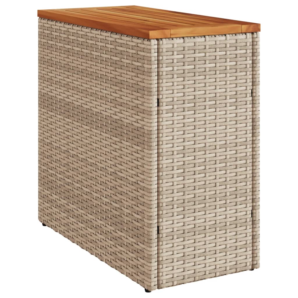 havebord med trætop 58x27,5x55 cm polyrattan beige