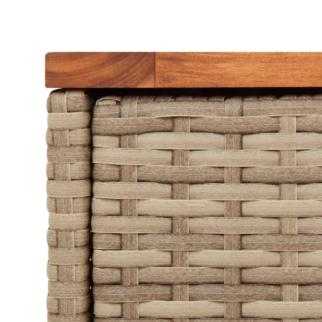 havebord med trætop 58x27,5x55 cm polyrattan beige