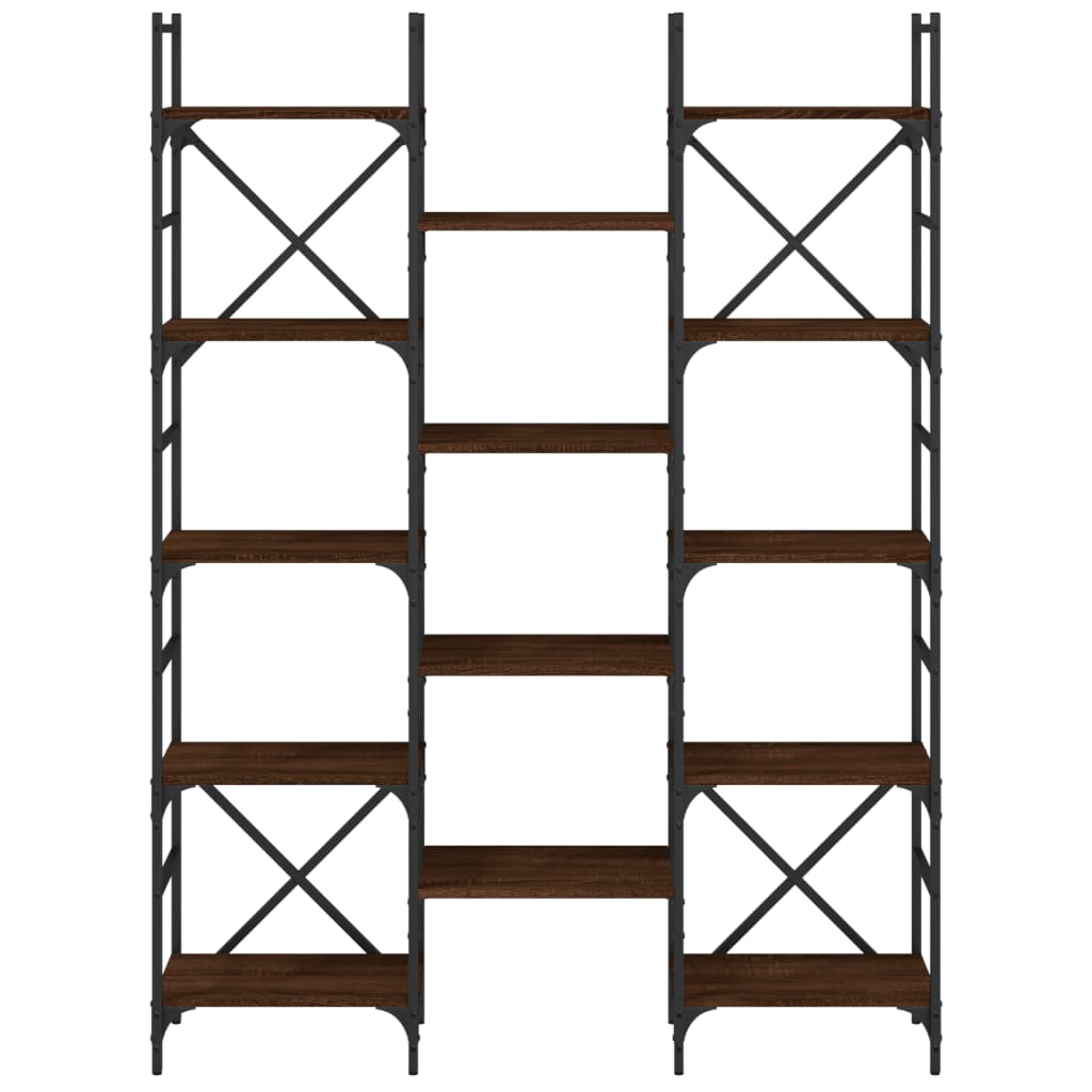 bogreol 127,5x28,5x172,5 cm konstrueret træ brun egetræsfarve