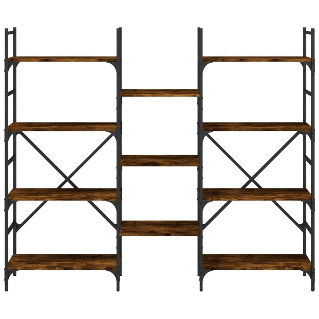 bogreol 160x28,5x136,5 cm konstrueret træ røget egetræsfarve