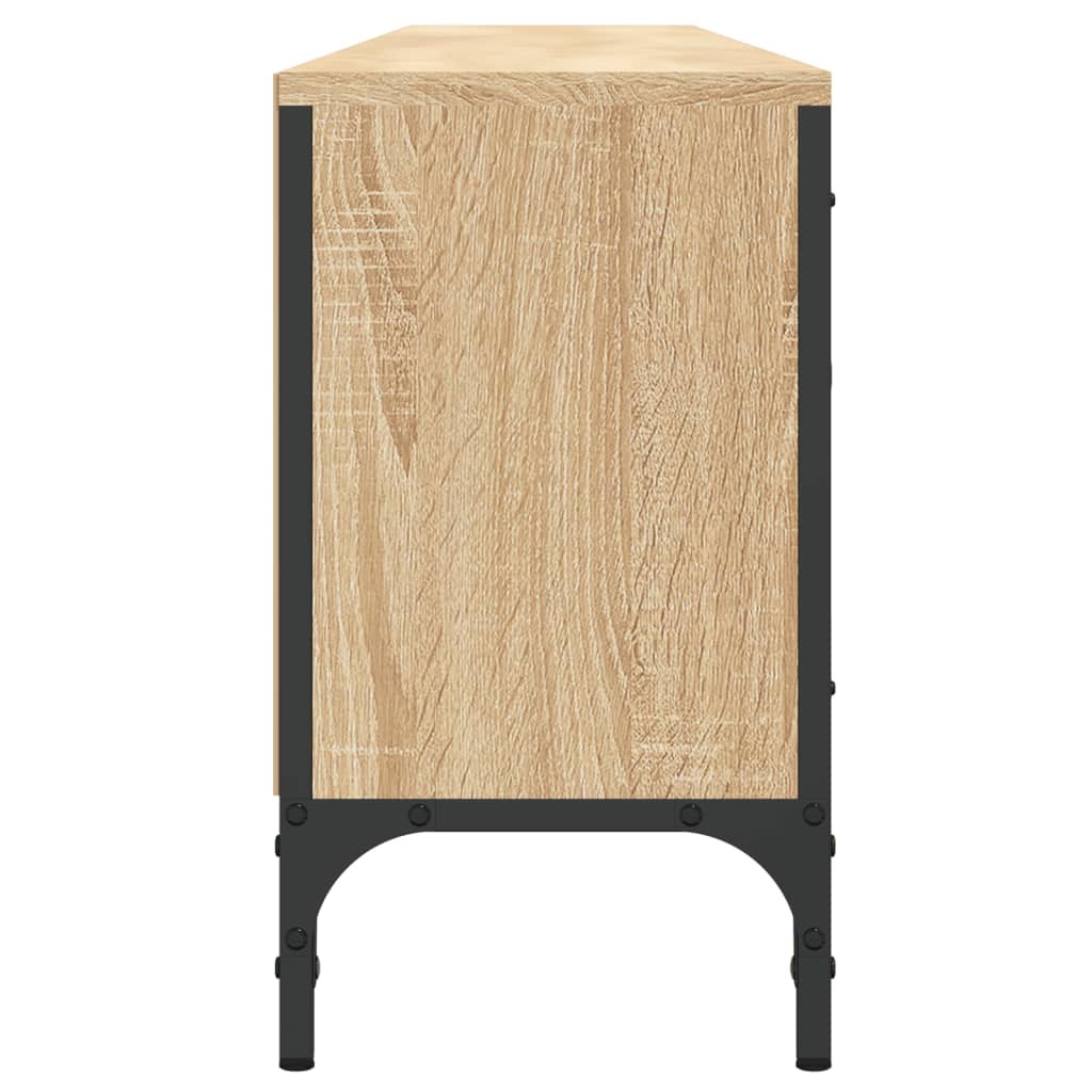 tv-bord med skuffe 200x25x44 cm konstrueret træ sonoma-eg