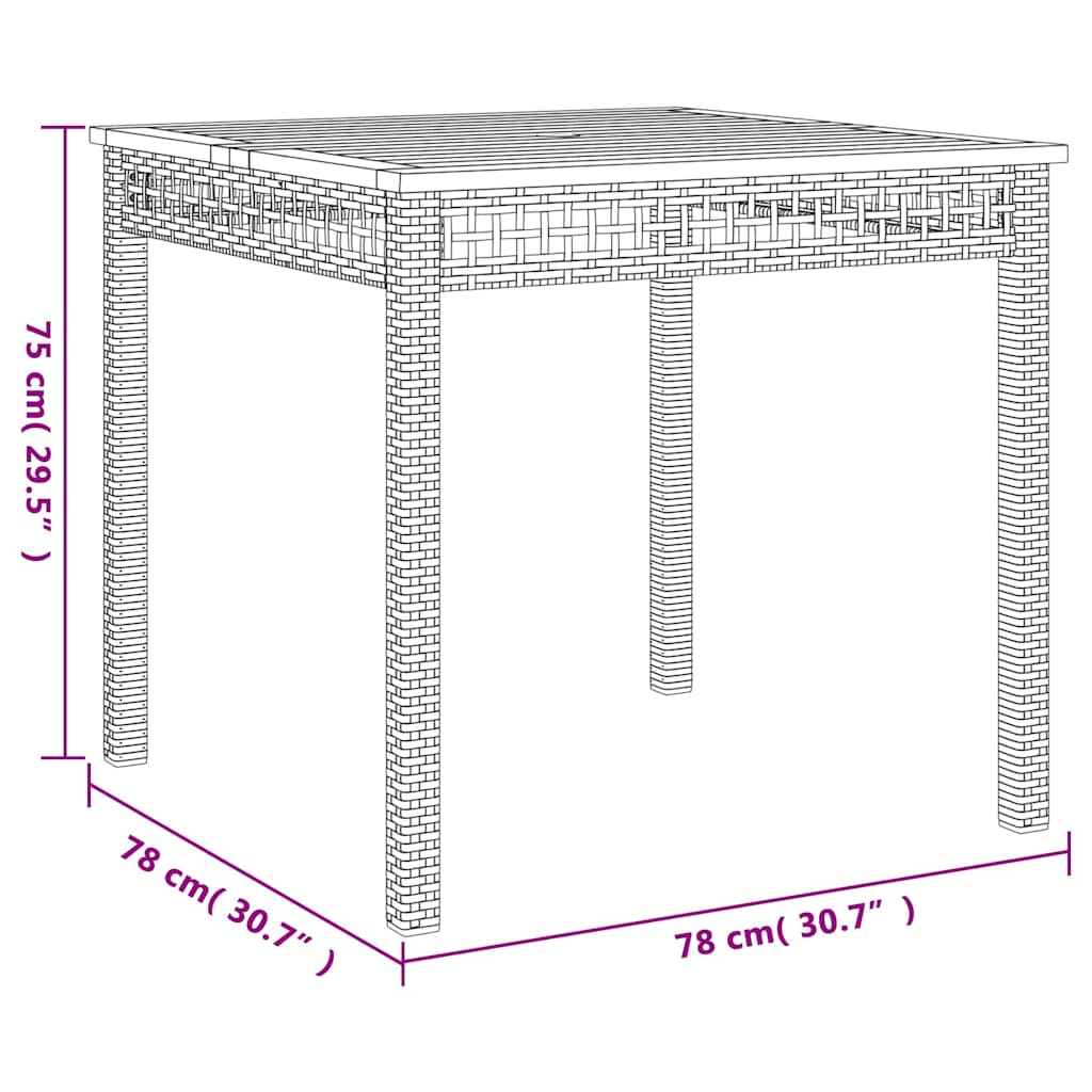 spisebordssæt til haven 3 dele med hynder polyrattan beige