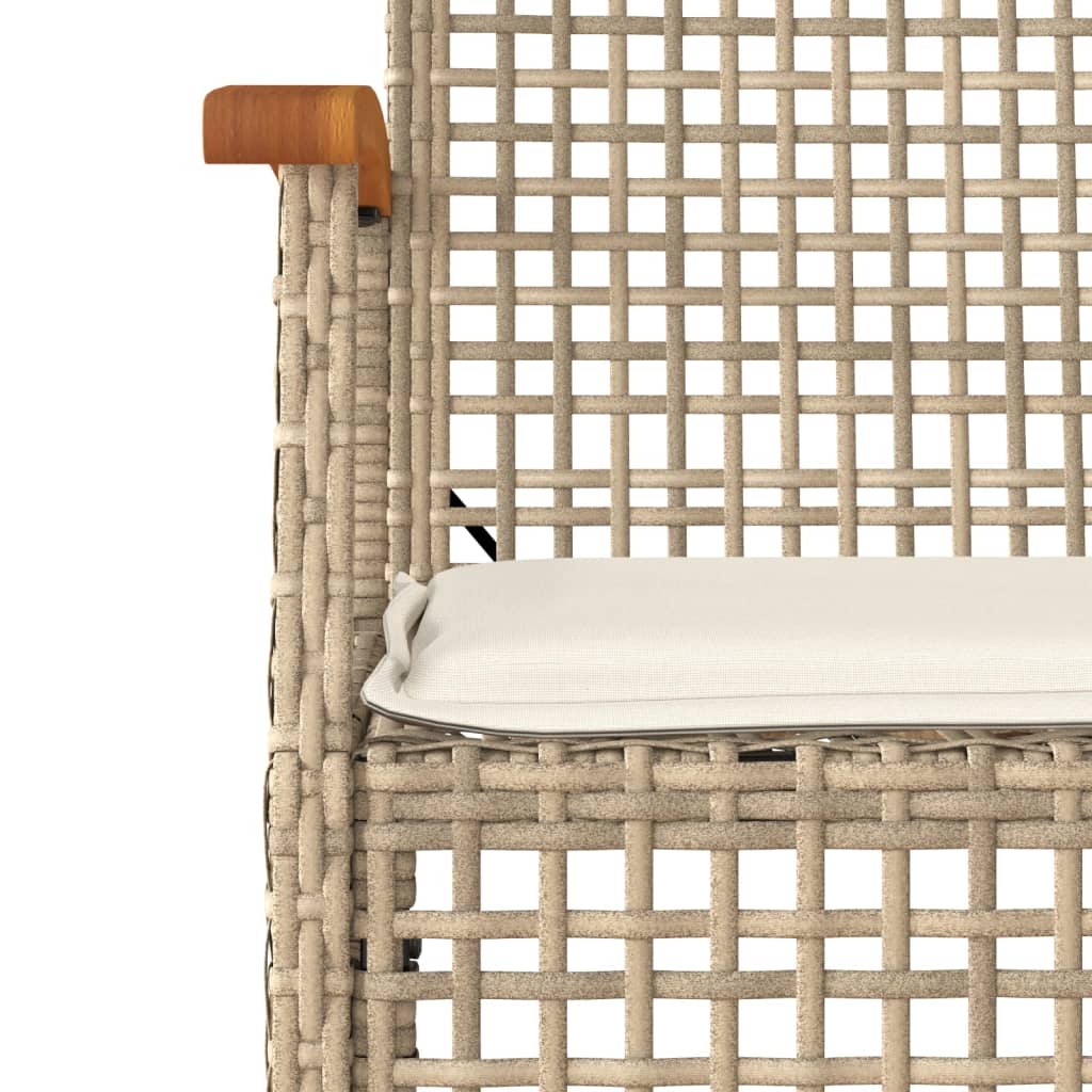 spisebordssæt til haven 7 dele med hynder polyrattan beige