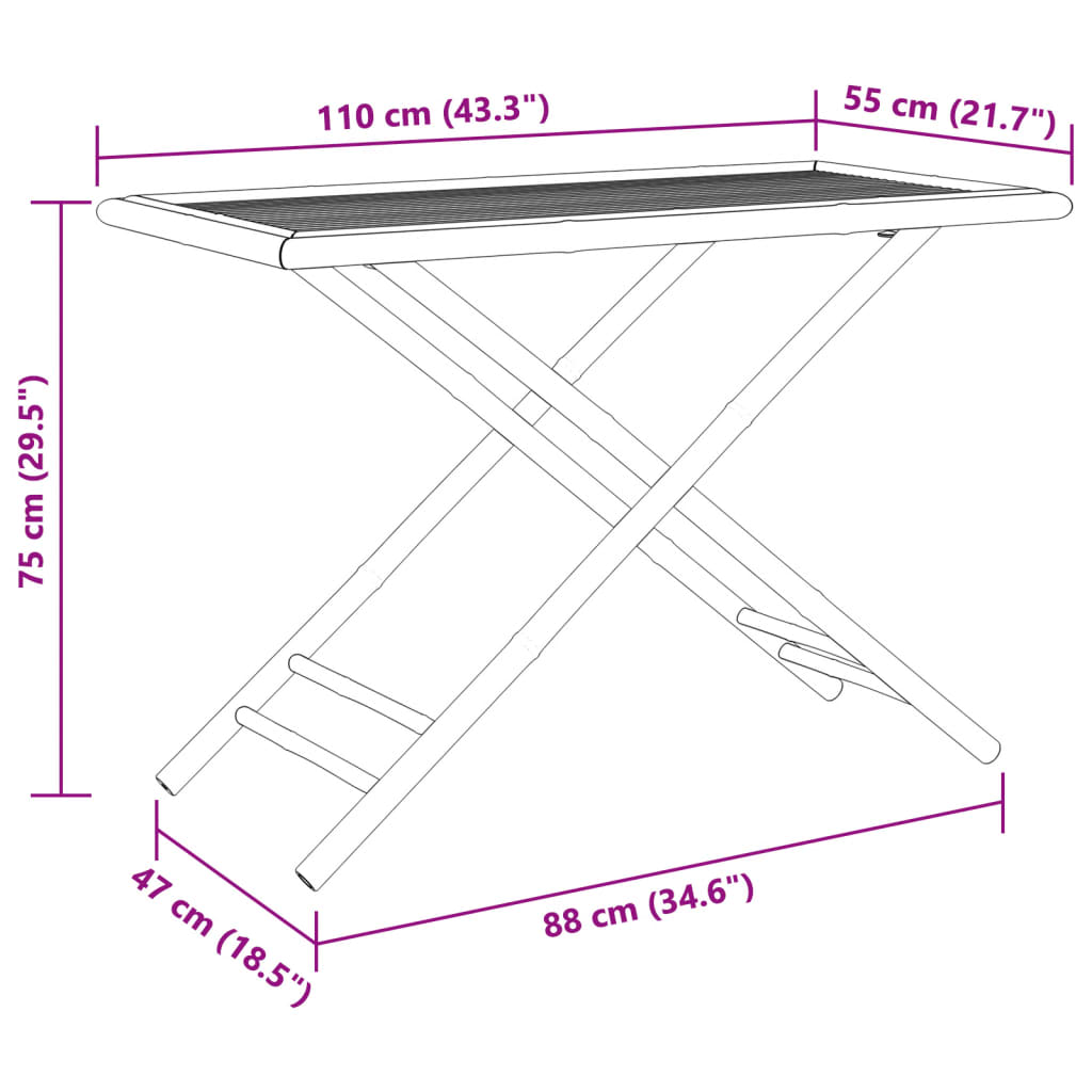 foldbart havebord 110x55x75 cm bambus