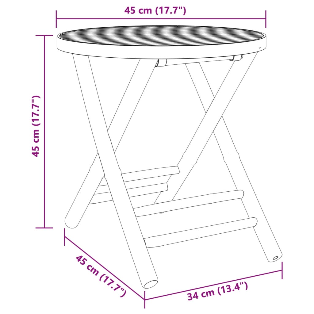 foldbart havebord Ø45x45 cm bambus