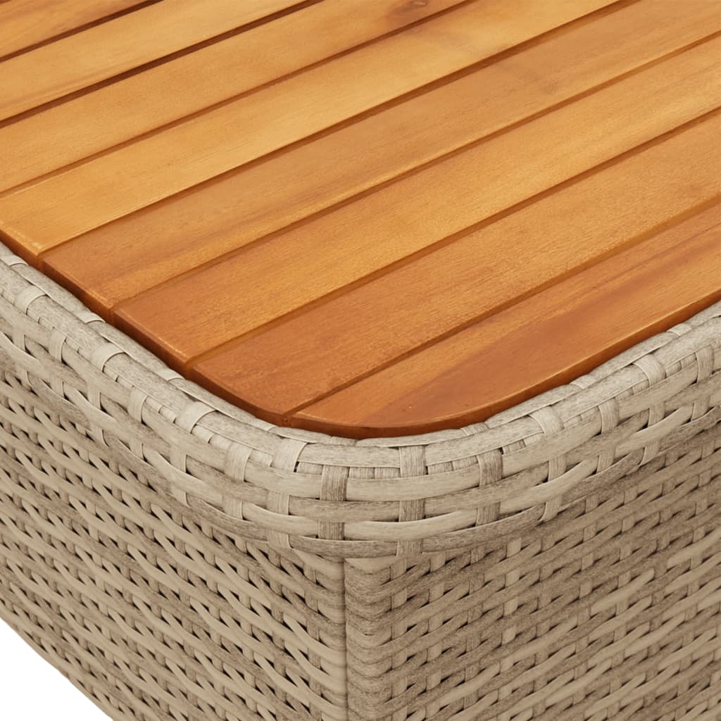 havebord 90x55x71 cm polyrattan og akacietræ beige