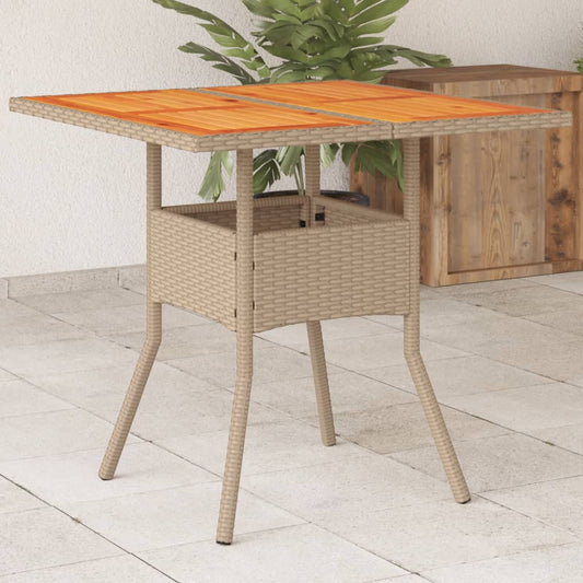 havebord 80x80x75 cm polyrattan og akacietræ sort