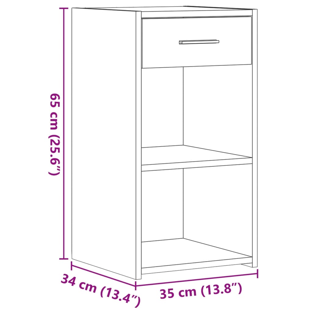 sengebord 35x34x65 cm konstrueret træ hvid