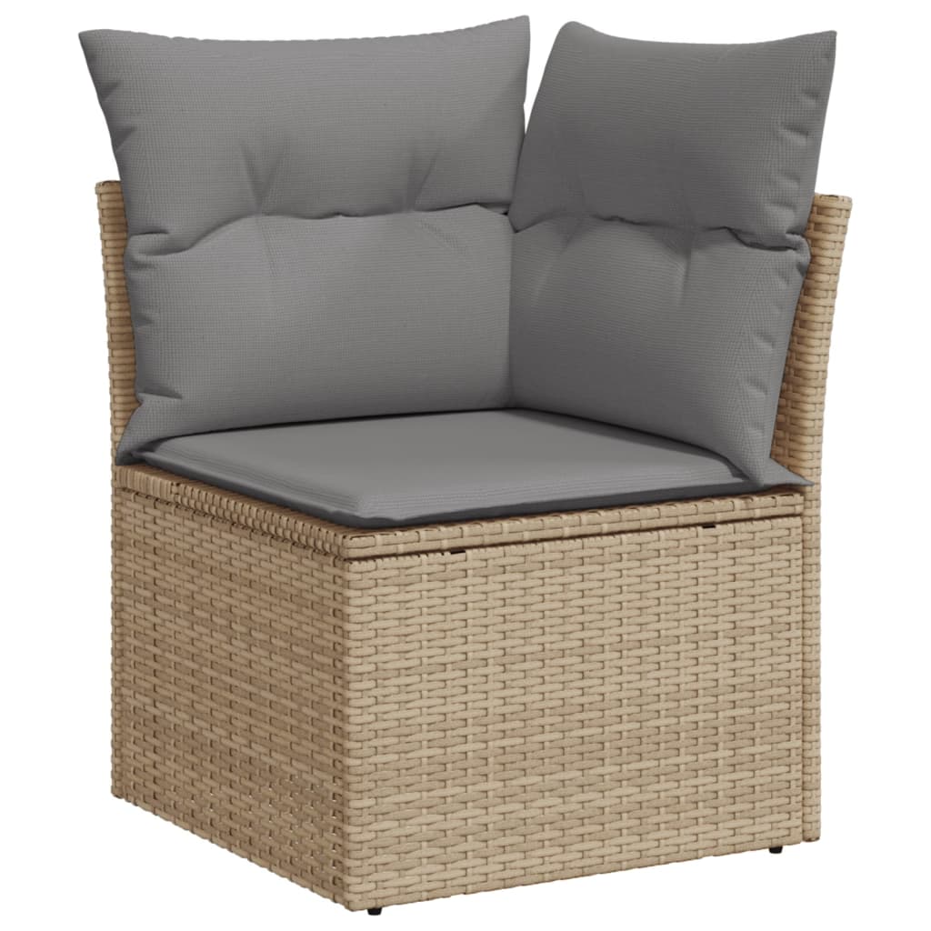 spisebordssæt til haven 9 dele med hynder polyrattan beige