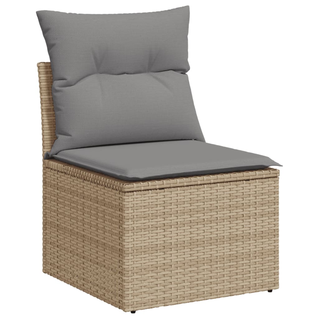 spisebordssæt til haven 3 dele med hynder polyrattan beige