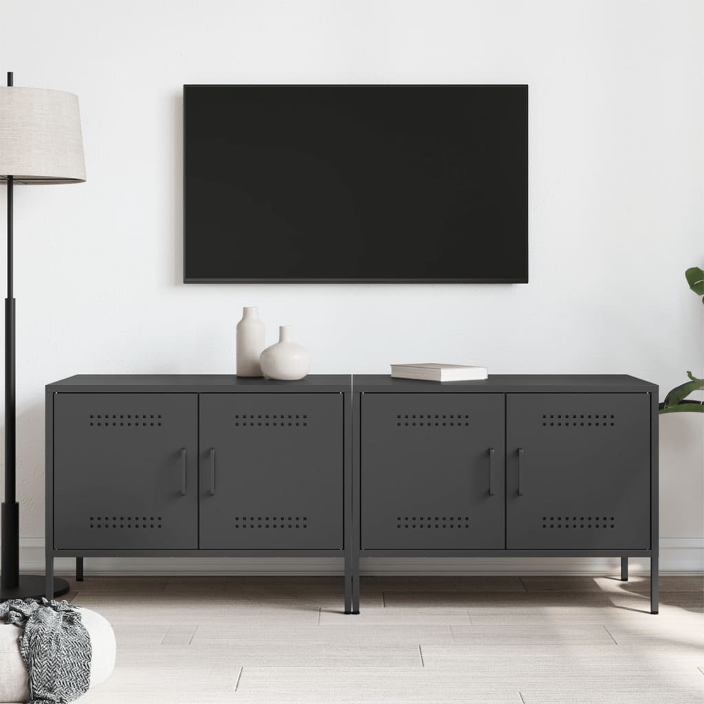 tv-borde 2 stk. 68x39x50,5 cm stål sort