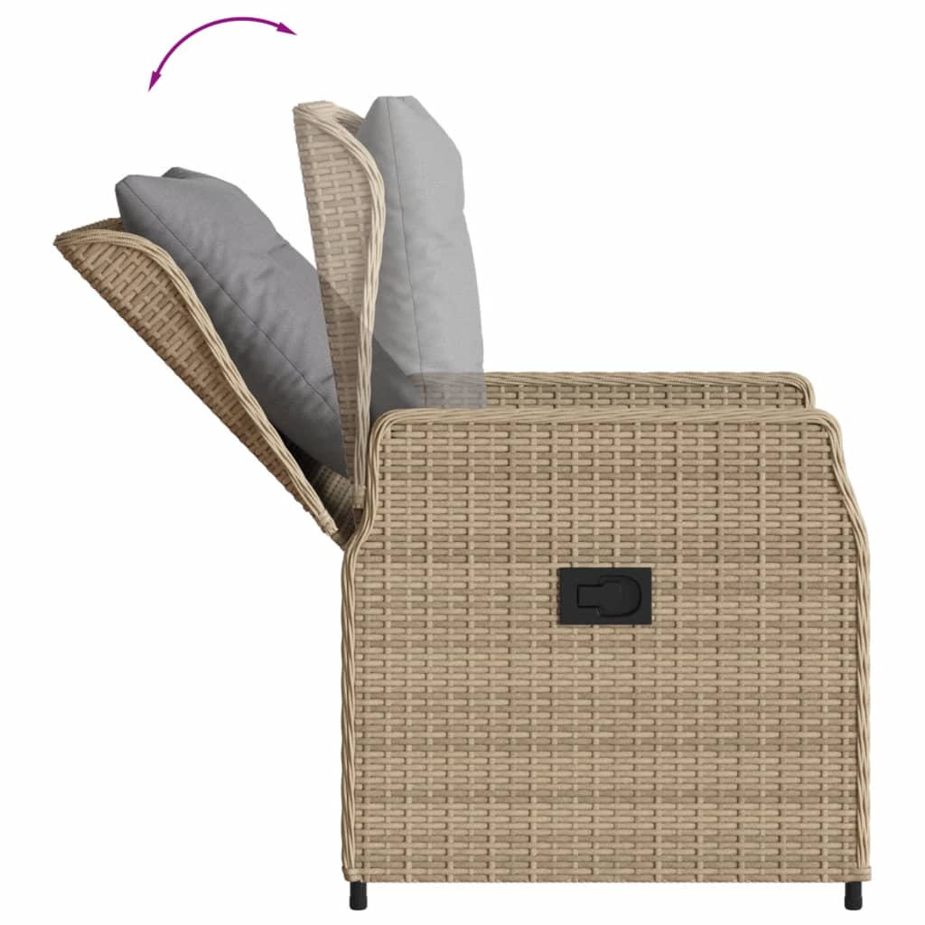 spisebordssæt til haven 7 dele med hynder polyrattan beige