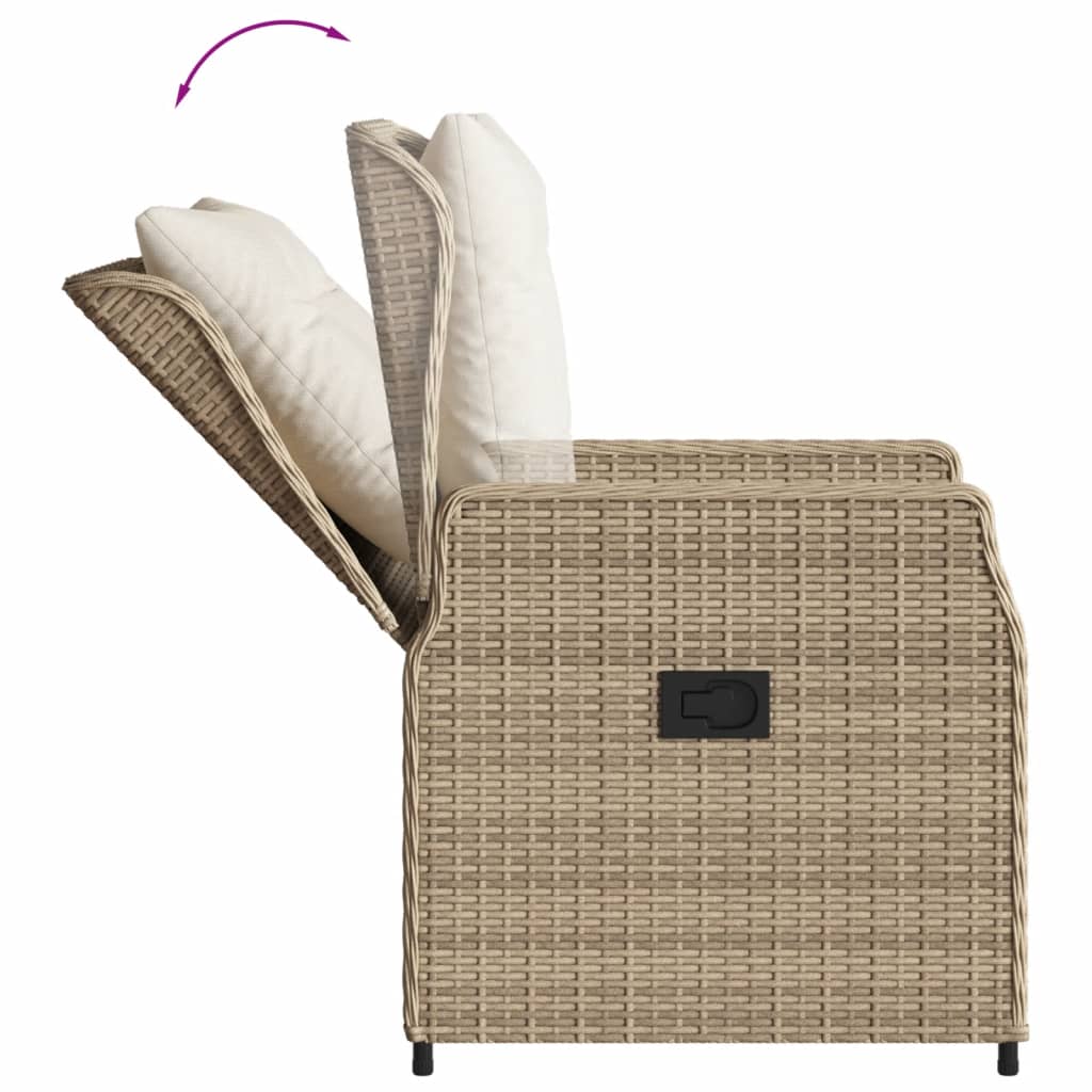 spisebordssæt til haven 7 dele med hynder polyrattan beige