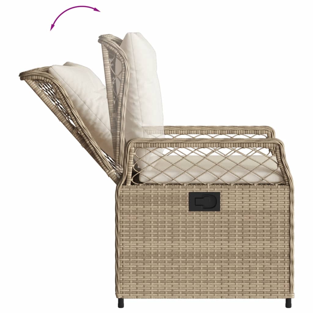 spisebordssæt til haven 3 dele med hynder polyrattan beige