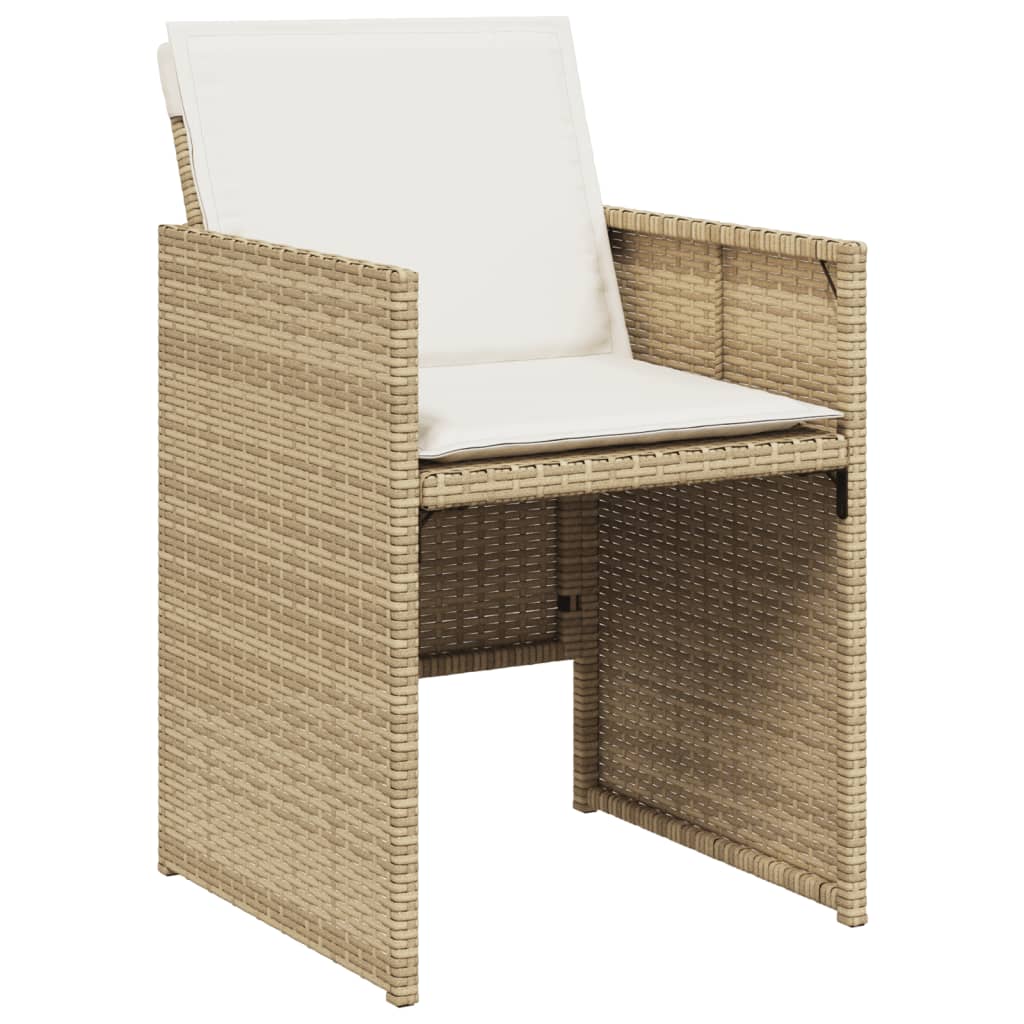 spisebordssæt til haven 7 dele med hynder polyrattan beige