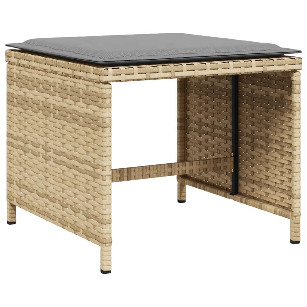 spisebordssæt til haven 11 dele med hynder polyrattan beige