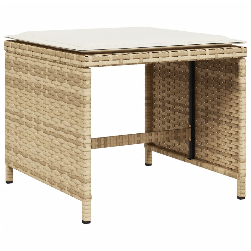 spisebordssæt til haven 13 dele med hynder polyrattan beige