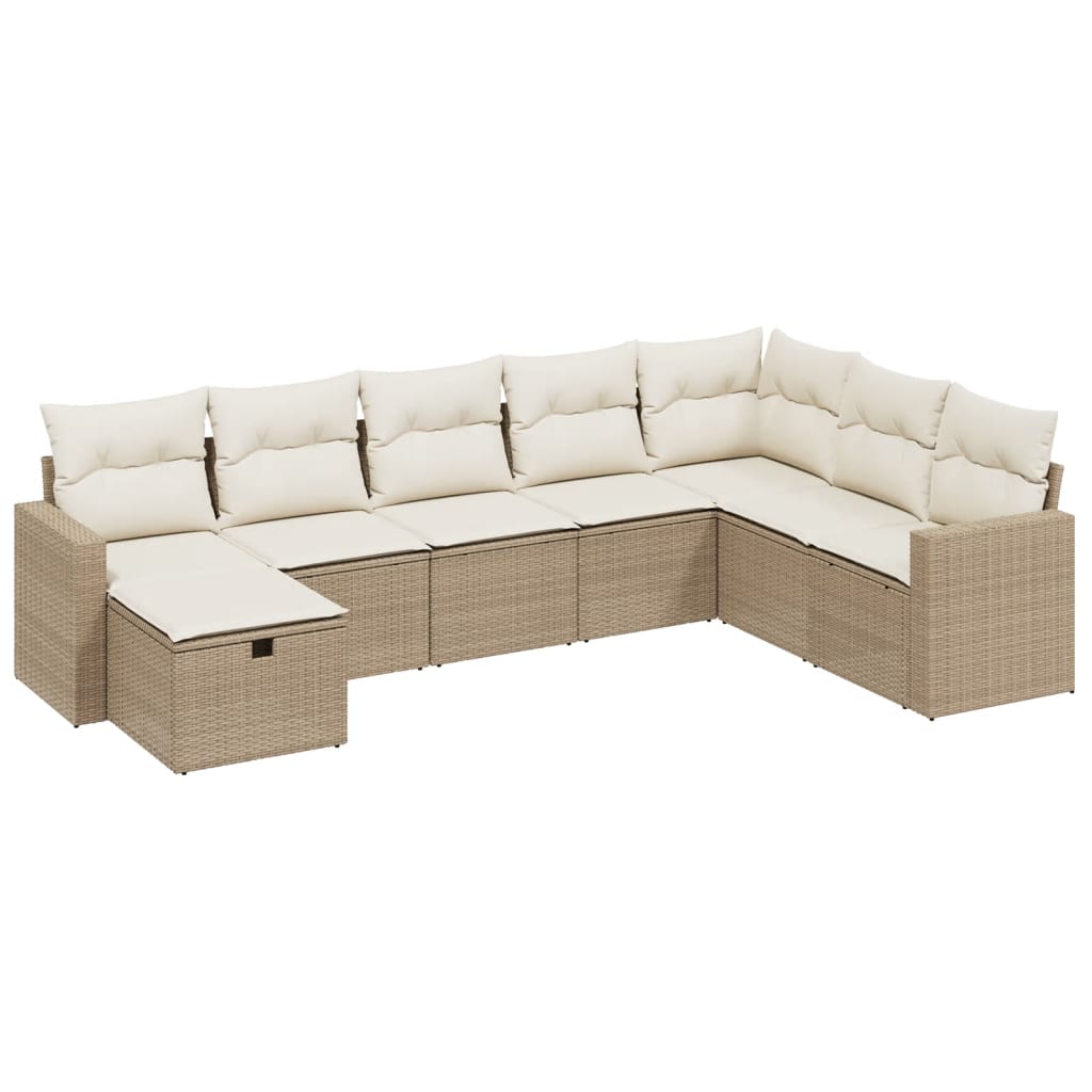 sofasæt til haven 8 dele med hynder polyrattan beige