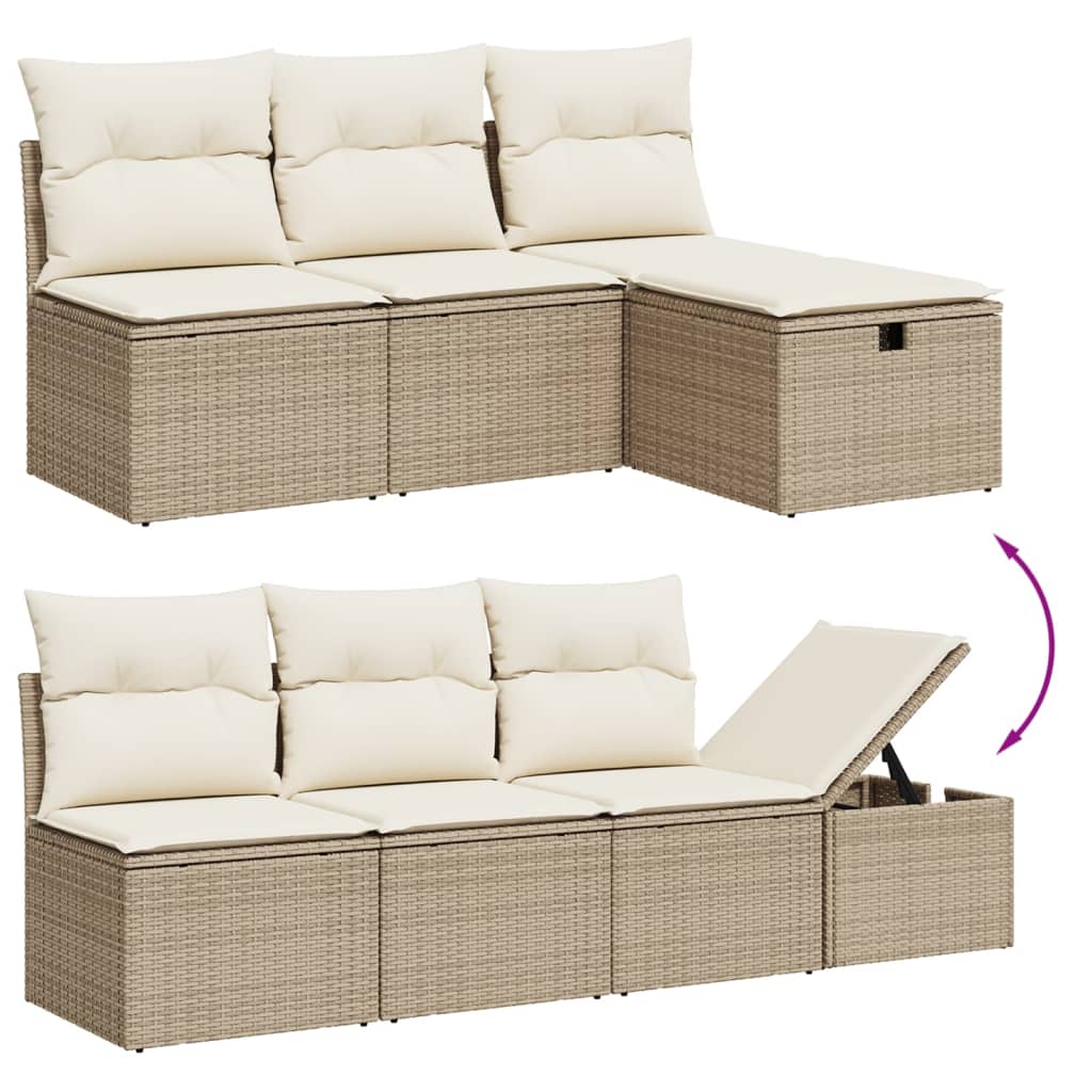 sofasæt til haven 8 dele med hynder polyrattan beige