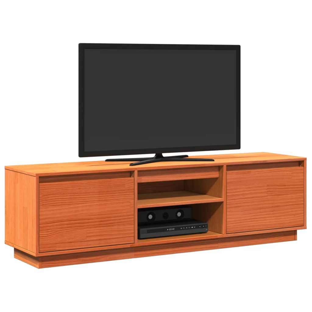 tv-bord 140x35x40 cm massivt fyrretræ gyldenbrun